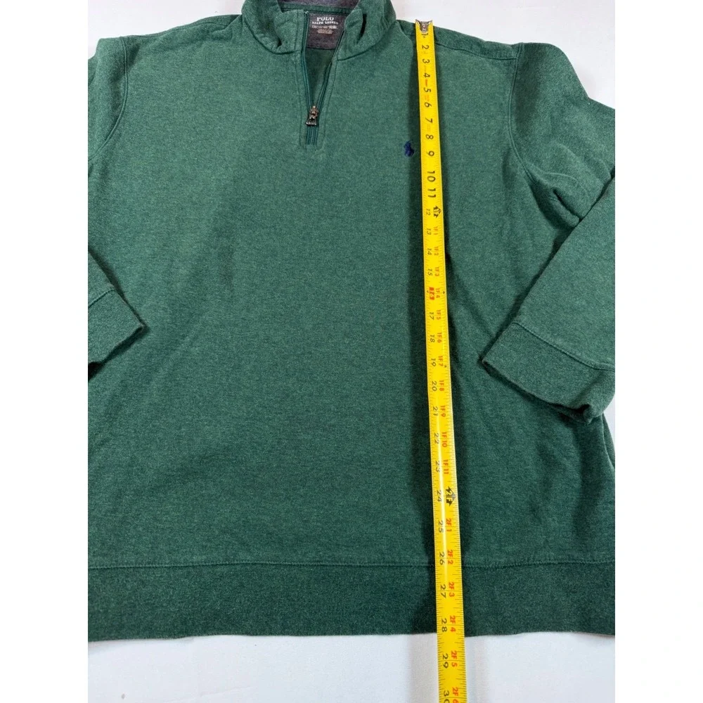 Polo Ralph Lauren Mens XXL Green Quarter Zip Pullover Sweatshirt Pony Logo